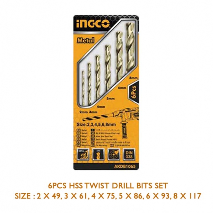 HSS Twist Drill Bits Set 6 Pcs 