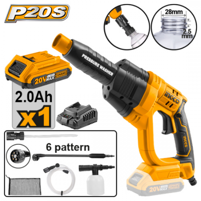 Lithium-Lon Pressure Washer 20V  24.8 Bar 