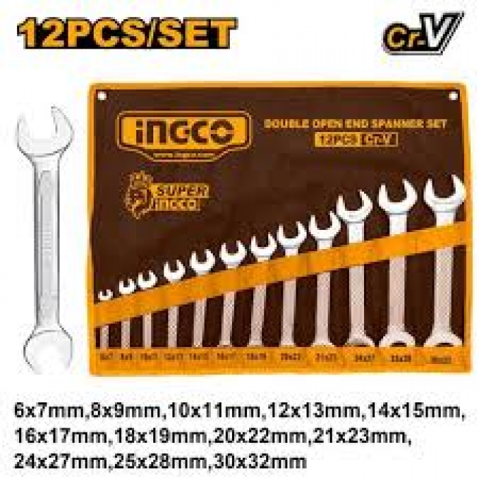 Double open end spanner set 6-32/12 PCS