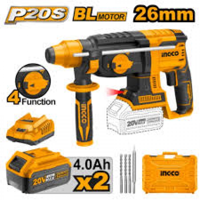 Rotary Hammer 20V 2 Batt + Charger 26mm