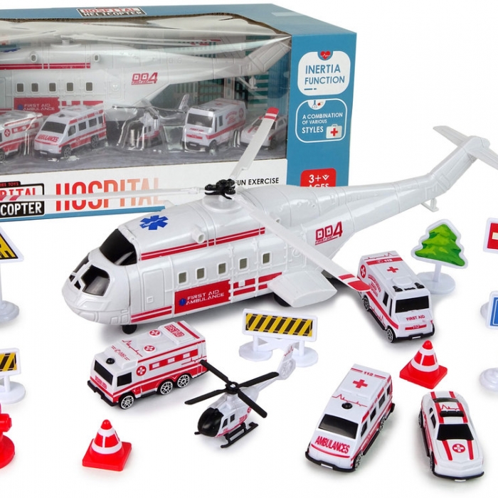 Emergency Vehicle Set Ambulance Helicopter 